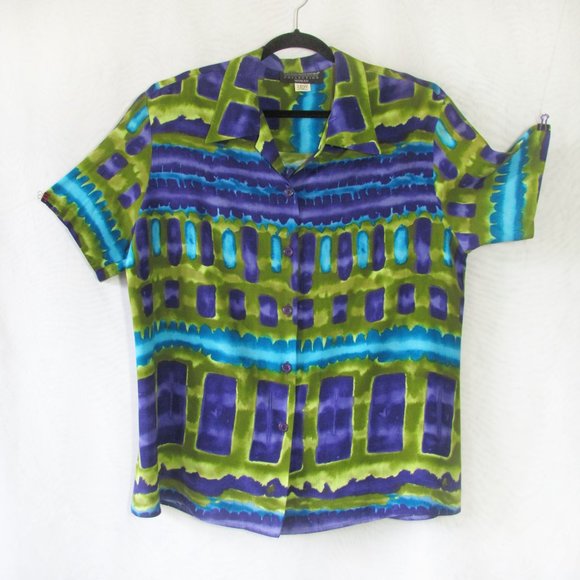 LAUREN ALEXANDRA 16W Bold Print Blouse/VINTAGE - Picture 1 of 5